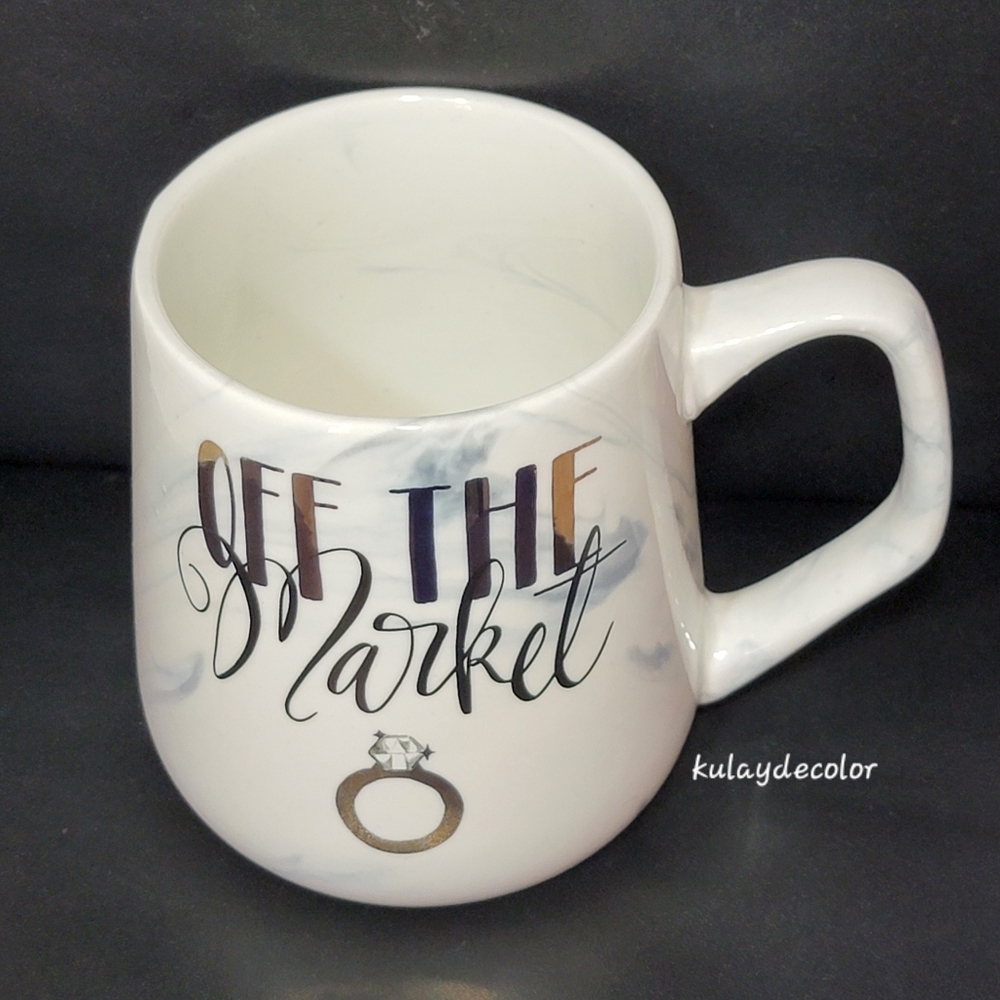 Off the Market White Mug Engagement Ring Coffee Cup Austin & Ash Gift Idea